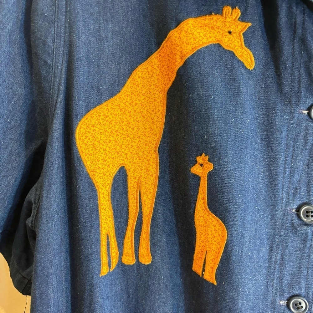 COTTON PICKIN’ by Betty Green Sz XL Dress 100% Cotton Animal Appliqués Vintage - Picture 4 of 13